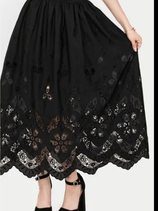 Disturbia Dresses & Skirts - Disturbia Gothic broderie Black Floral Cutwork Maxi Skirt